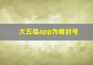 大五福app为啥封号